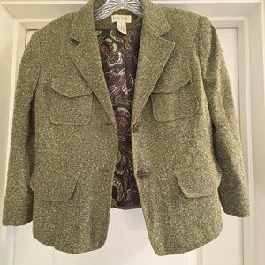 Worthington green tweed lined blazer, Size 8, GUC